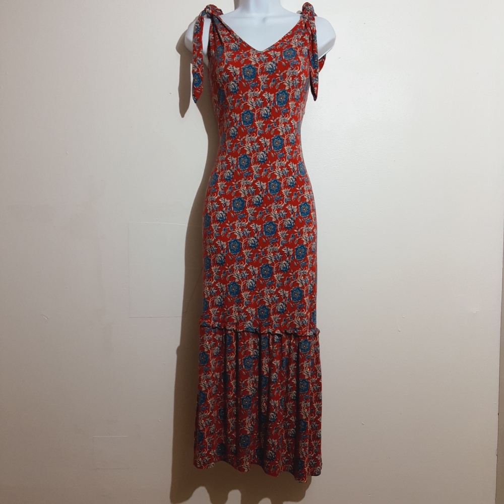 Ralph Lauren Floral Sleeveless Jersey Dress In Red Multi NWOT